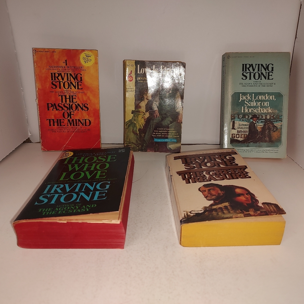 Lot of 5 Vintage Paperbacks Irving Stone Used